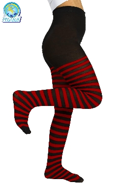 CALZE COLLANT RIGA NERO ROSSO BAMBINA